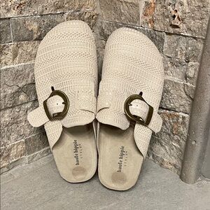 Haute Hippie Cream Mules with Buckle